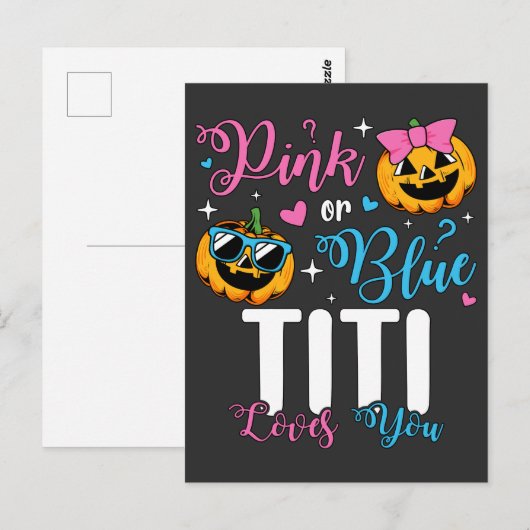 Roze Of Blauwe Titi Loves You Pumpkin Baby Briefkaart (Voorkant / Achterkant)