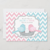 Roze of blauwe vogels en Chevron Gender onthulling Kaart (Voorkant)