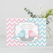Roze of blauwe vogels en Chevron Gender onthulling Kaart (Staand voorkant)