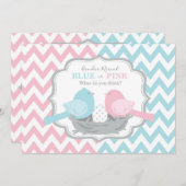 Roze of blauwe vogels en Chevron Gender onthulling Kaart (Voorkant / Achterkant)