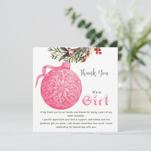 Roze of Blauwe Winter Geslacht Onthullen Partij Da Bedankkaart (Staand voorkant)