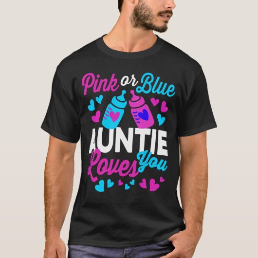 Roze of Blue AUNTIE houdt van je | Houder van het  T-shirt (Voorkant)