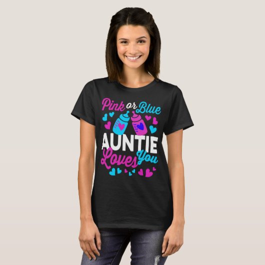 Roze of Blue AUNTIE houdt van je | Houder van het  T-shirt (Voorkant volledig)