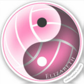 roze of ELKE kleur yin yang volleybal gepersonalis Sticker (Voorkant)
