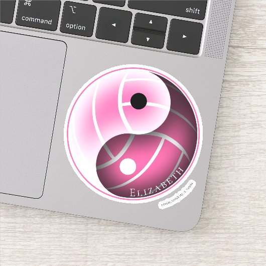 roze of ELKE kleur yin yang volleybal gepersonalis Sticker (Detail)