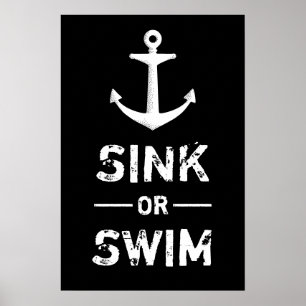 Roze of Motivatie Swim Citaten  Anchor Poster