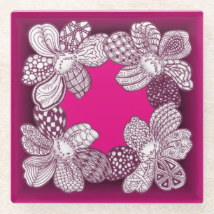 Roze of om het even welke Doodle Flowers van de Kl Glazen Onderzetter