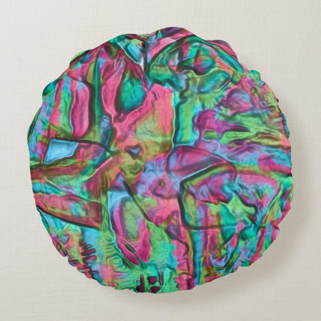 Roze of rumplammplat gekleurd met zacht zijdeachti rond kussen (Achterkant)