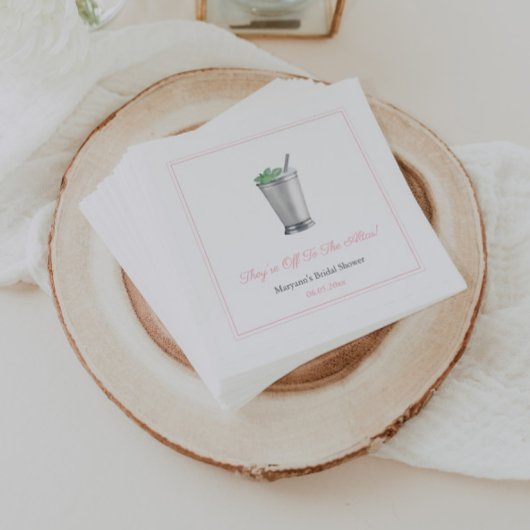 Roze 'Off To The Altar' Mint Julep Bruidsfeest Servet