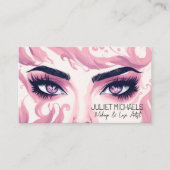  roze ogen met Lashes Makeup artiest Visitekaartje (Voorkant)