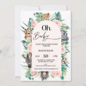 Roze Oh Baby Arched Safari Baby shower Kaart (Voorkant)