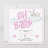 Roze Oh Baby Bosdieren Baby Shower Kaart (Voorkant)