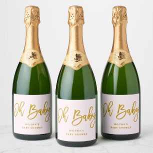 Roze Oh Baby Meisje Baby shower Mousserende Wijn L Sparkling Wijnetiket