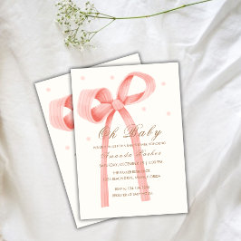 Roze Oh Baby Minimalistische Polka Dot Bow Baby sh Kaart