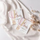 Roze Oh Baby Script Beer in Hete Luchtballon Douch Bedankjes Labels