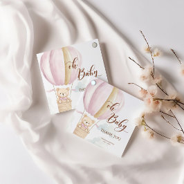 Roze Oh Baby Script Beer in Hete Luchtballon Douch Bedankjes Labels
