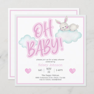 Roze Oh Baby Woodland Animals Baby shower Kaart