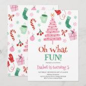 Roze Oh wat een leuk kerstfeest Kaart (Voorkant / Achterkant)