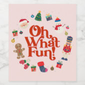 Roze Oh wat een leuk kerstfeest Wijn Etiket (Enkel label)