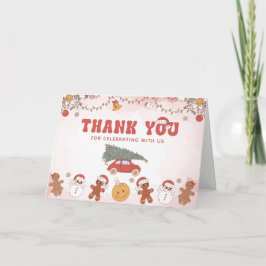 Roze Oh Wat Leuk Kerstfeest Dankkaart Bedankkaart
