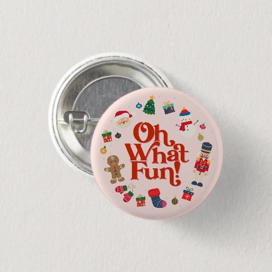 Roze Oh Wat leuk Kerstmis Verjaardagsgunsten Ronde Button 3,2 Cm (Voorkant /achterkant)
