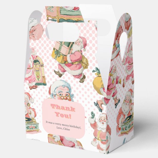Roze Oh Wat Leuk-Retro Groovy Kerstman Verjaardag Bedankdoosjes (Geopend)