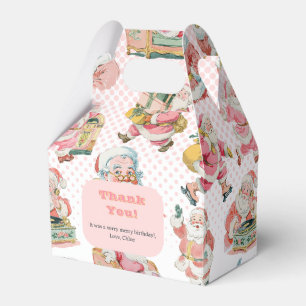 Roze Oh Wat Leuk-Retro Groovy Kerstman Verjaardag Bedankdoosjes
