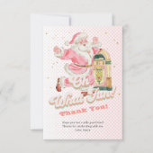 Roze Oh Wat Leuk-Retro Groovy Kerstman Verjaardag Bedankkaart (Voorkant)