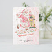 Roze Oh Wat Leuk-Retro Groovy Kerstman Verjaardag Bedankkaart (Staand voorkant)