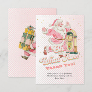 Roze Oh Wat Leuk-Retro Groovy Kerstman Verjaardag Bedankkaart
