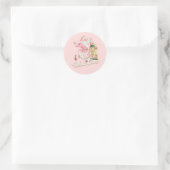 Roze Oh Wat Leuk-Retro Kerstfeest Ronde Sticker (Tas)