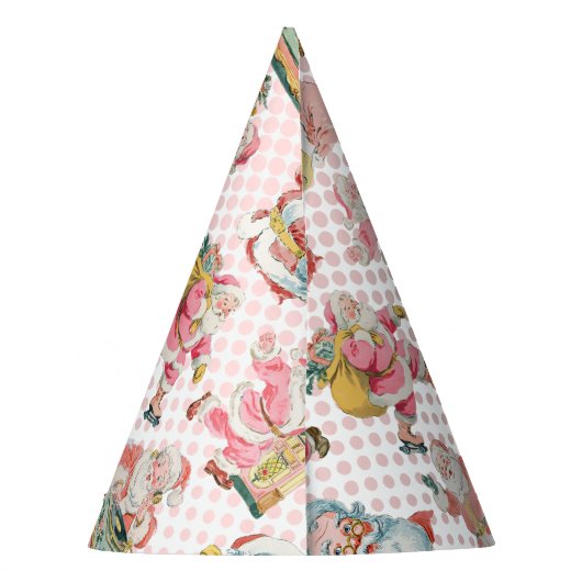 Roze Oh Wat Leuk-Retro Kerstman Thema Verjaardag Feesthoedjes (Achterkant)