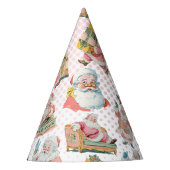 Roze Oh Wat Leuk-Retro Kerstman Thema Verjaardag Feesthoedjes (Voorkant)
