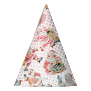 Roze Oh Wat Leuk-Retro Kerstman Thema Verjaardag Feesthoedjes