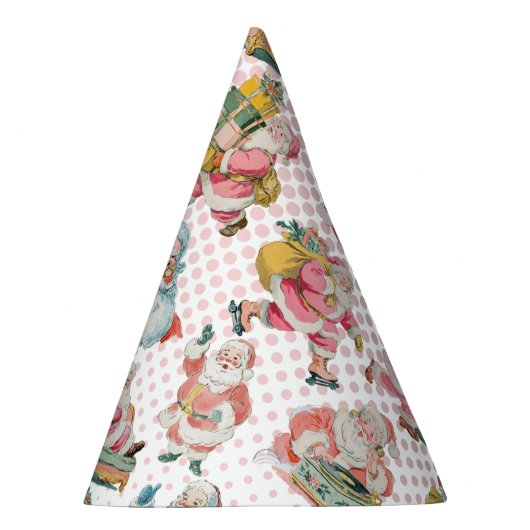 Roze Oh Wat Leuk-Retro Kerstman Thema Verjaardag Feesthoedjes (Rechts)