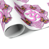 Roze ohm mandala design met Monarch butterflies Cadeaupapier (Rol Hoek)