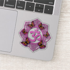 Roze ohm mandala design met Monarch butterflies Sticker