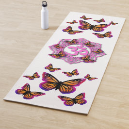 Roze ohm mandala design met Monarch butterflies Yogamat