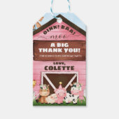 Roze Oink Baa Moo Boerderij Birthday Dank je Cadeaulabel (Voorkant)