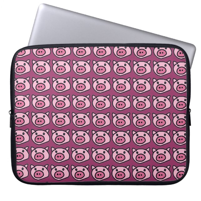 roze oink laptop sleeve (Voorkant)