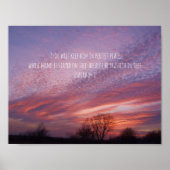 Roze Oklahoma Sunset met Trees en Bijbelse Verse Poster (Voorkant)
