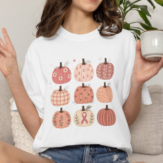 Roze Oktober Borstkanker Bewustzijn Roze Pompoen T-shirt