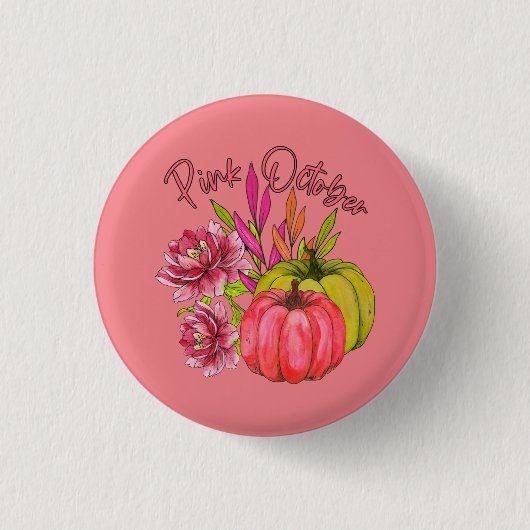 Roze oktober Borstkanker Ronde Button 3,2 Cm (Voorkant)