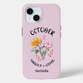Roze OKTOBER Geboorte Maand Bloem Aangepaste naam Case-Mate iPhone Case (Achterkant)