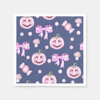 Roze Oktober Pompoen Patroon Papieren Servet