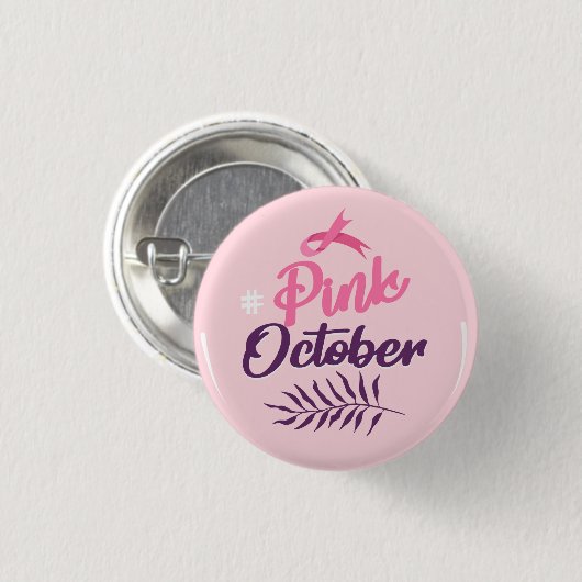Roze oktober ronde button 3,2 cm (Voorkant /achterkant)