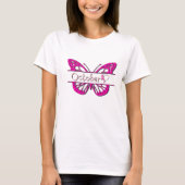 Roze Oktober Vlinder borstkanker maand wit T-shirt (Voorkant)