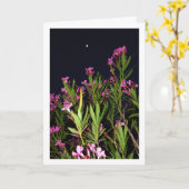 Roze Oleander bij nacht Kaart (Gele Bloem)