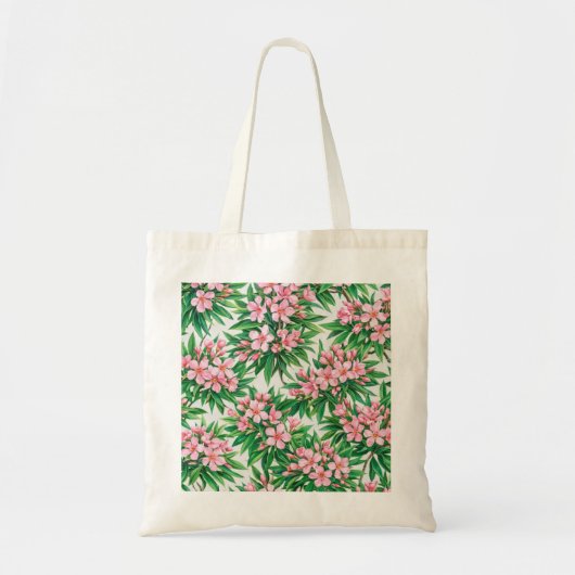Roze Oleander Bloem Botanisch Patroon Tote Bag (Voorkant)