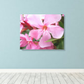 Roze Oleander Bloem Canvasprint | Botanische Bloem Canvas Afdruk (Insitu (Houten vloer))